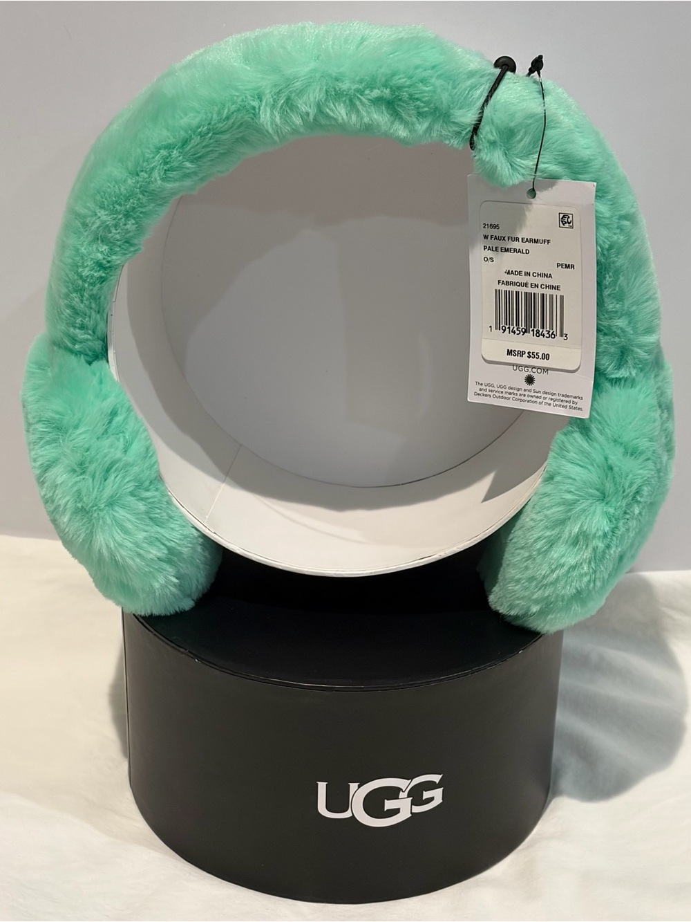 UGG Faux Fur Earmuffs Pale Emerald